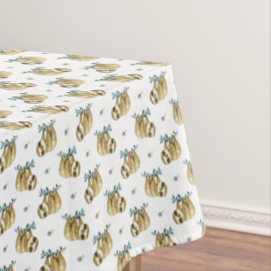 Cutie Pie Watercolor Sloth Pattern Tablecloth