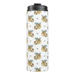 Cutie Pie Watercolor Sloth Pattern Thermal Tumbler
