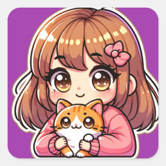 Cutie Pie with her Cat Sticker
