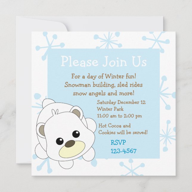 Cutie Polar Bear Invitation (Front)
