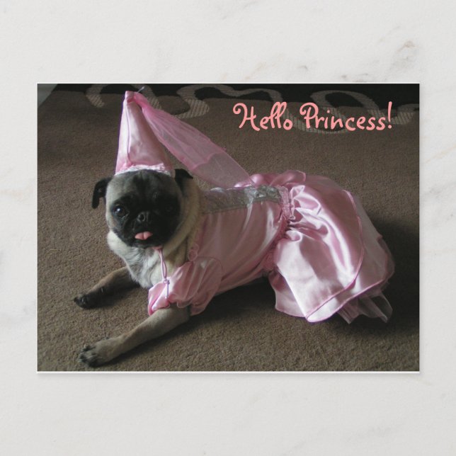 Cutie Pug Princess Postcard (Front)