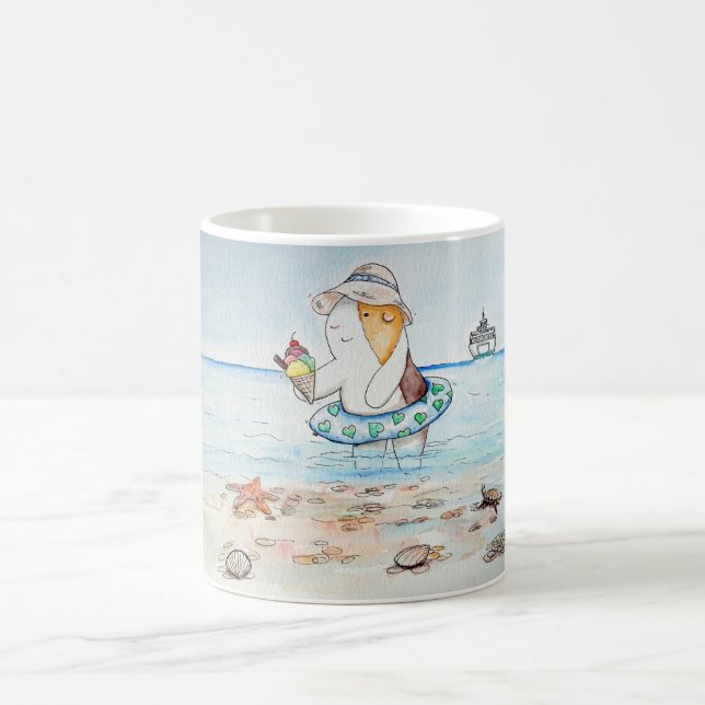 Cutie the Guinea Pig at the Seaside Painting Coffee Mug (Center)