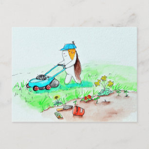 Cutie the Guinea Pig the Gardener Painting Postcard