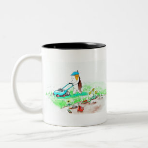 Cutie the Guinea Pig the Gardener Painting Two-Tone Coffee Mug