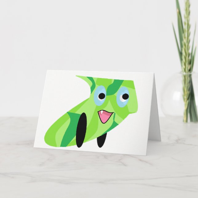 Cutieful Kids Art Design Cute Green Puppy Dog Card (Front)
