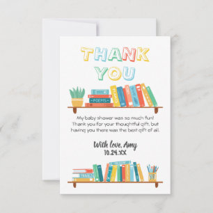 Cuties Book Nerd Themed Background Baby Shower Thank You Card
