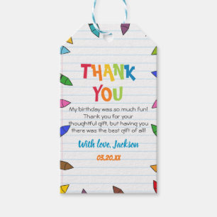 Cuties Crayon Art Paper Colourful Party Birthday Gift Tags
