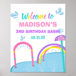 Cuties Splish Splash Pad Water Park Girl Birthday Poster