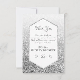 Cuties Sweet 16 Silver Glitter Elegant Birthday Thank You Card