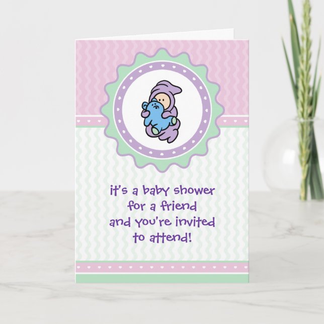 Cutietoots Baby Shower Invitation - Pink/Green (Front)