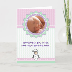 Cutietoots Birth Announcement - Pink/Green - Girl