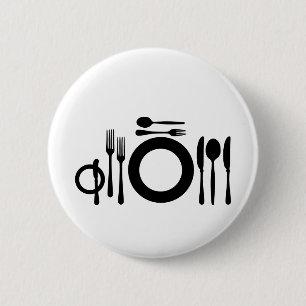 Cutlery 6 Cm Round Badge