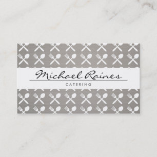 CUTLERY PATTERN on LINEN BKGRD for CATERING, CHEFS Business Card