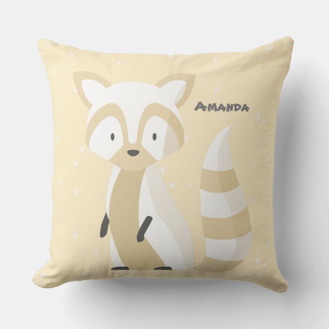 Cutom name baby girl pastel squirrel nursery pink  cushion (Front)