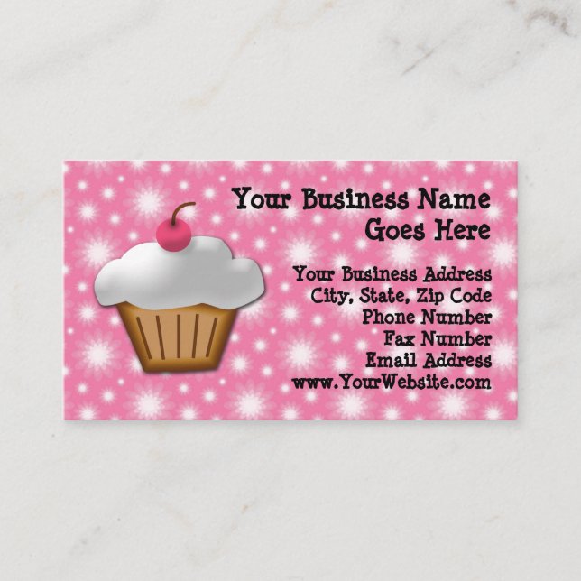Cutout Cupcake with Pink Cherry Bakery Business Card (Front)