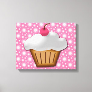 Cutout Cupcake with Pink Cherry on Top Canvas Print