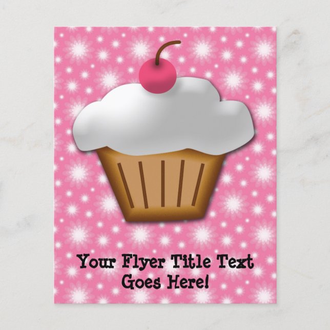 Cutout Cupcake with Pink Cherry on Top Flyer (Front)