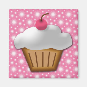 Cutout Cupcake with Pink Cherry on Top Magnet