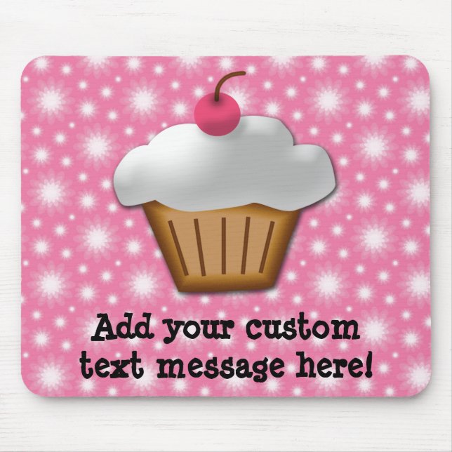 Cutout Cupcake with Pink Cherry on Top Mouse Pad (Front)