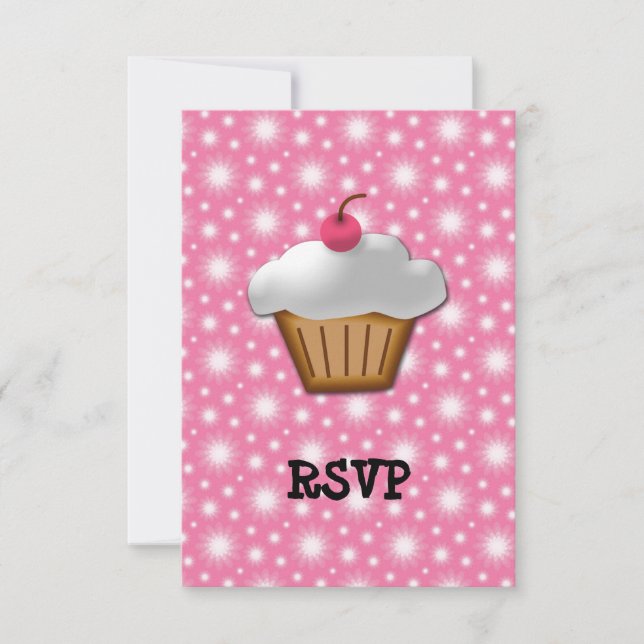 Cutout Cupcake with Pink Cherry on Top RSVP Card (Front)