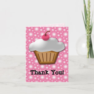 Cutout Cupcake with Pink Cherry on Top Thank You Card