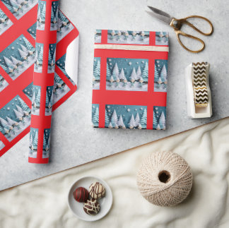Cutout Elves in the Snow Christmas  Wrapping Paper