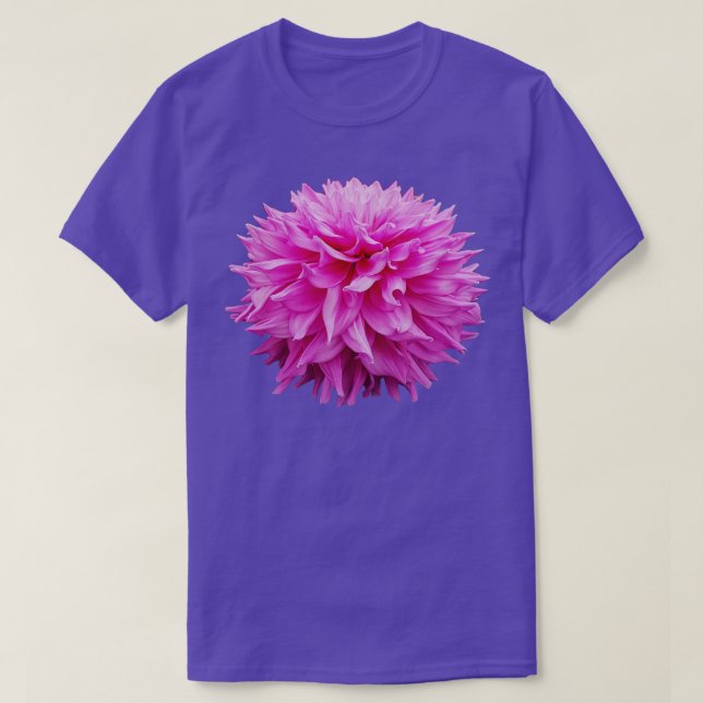 Cutout Floral Photo Pink Pom Pom Flower T-Shirt (Design Front)