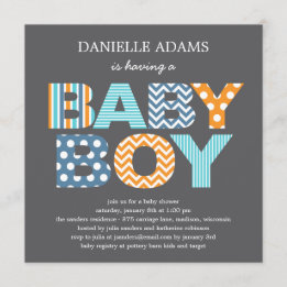 Cutout Letters Baby Shower Invitation - Boy