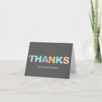 Cutout Letters Baby Thank You Card - Blue