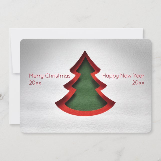 Cutout Look Christmas Tree, 2-sided Photo Card (Front)