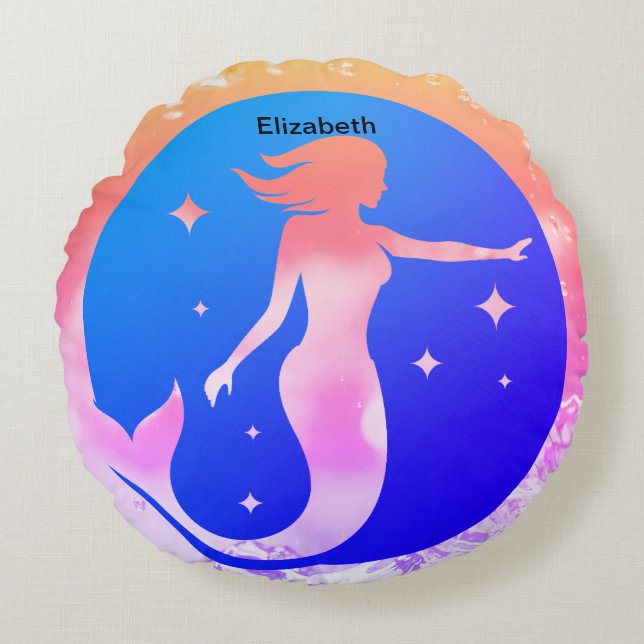 cutout of a mermaid round cushion (Front)