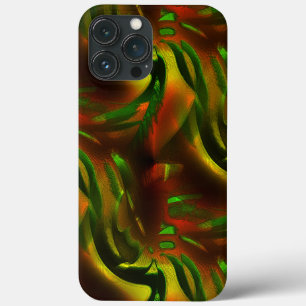 Cutout style green leaves with digital scratches iPhone 13 pro max case