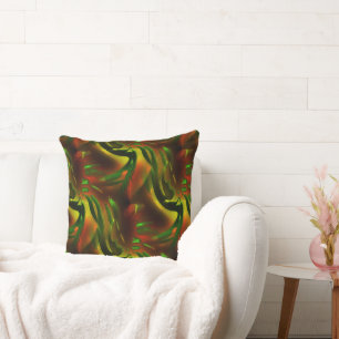 Cutout style green leaves with digital scratches   cushion