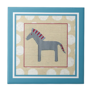 Cutout Zebra on Cream Background Tile