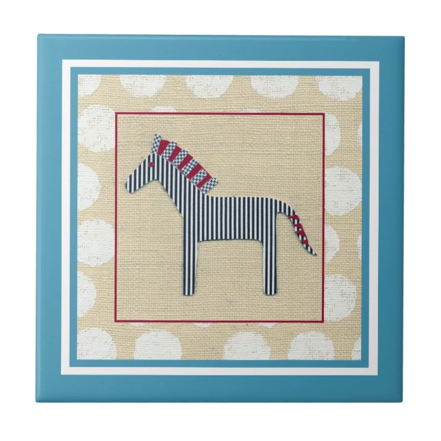 Cutout Zebra on Cream Background Tile (Front)