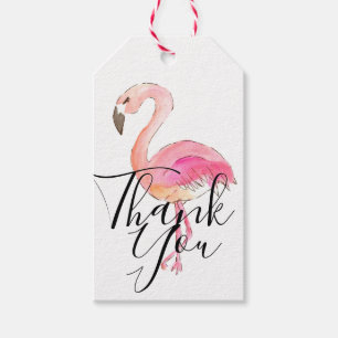 Cutr pink flamingo thank you gift tag