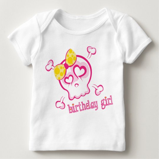 Cutsie Artistic Skull Girl Birthday Design Baby T-Shirt