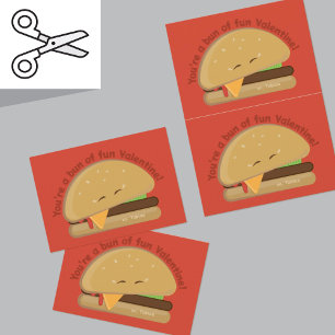 Cuttable Cheeseburger Kid's Valentine's Day Card