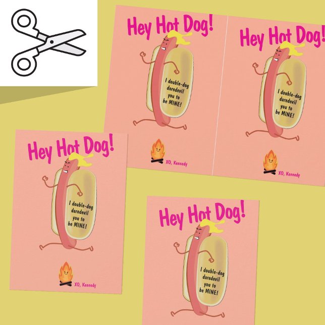Cuttable Fire Jumping Hot Dog Valentine's Day Card (Creator Uploaded)