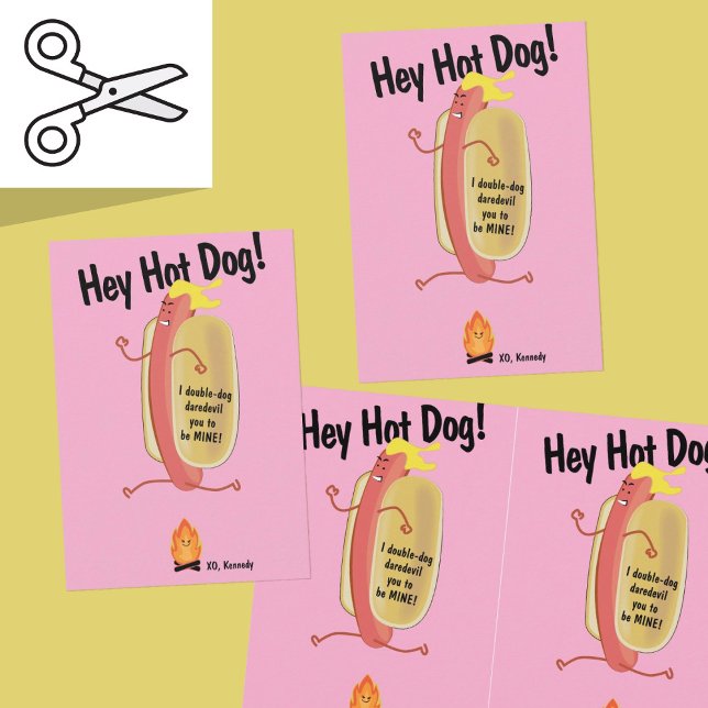 Cuttable Fire Jumping Hot Dog Valentine's Day Card (Creator Uploaded)