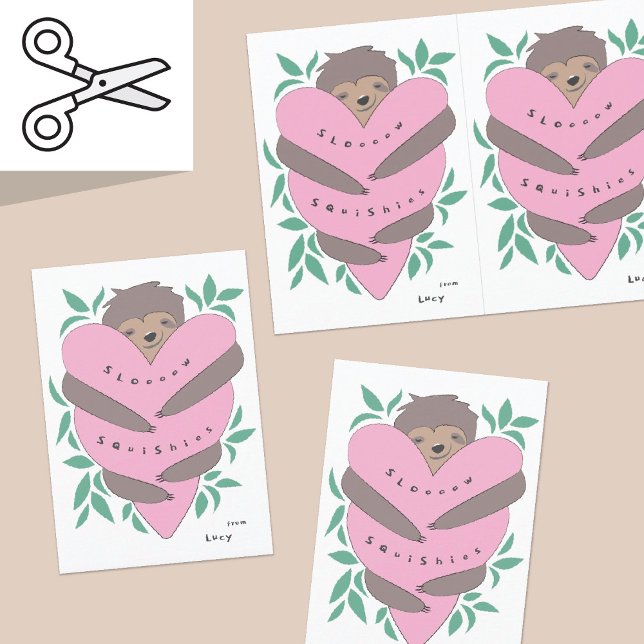 Cuttable Sloth Hugs Valentine's Day Card Pair (Creator Uploaded)