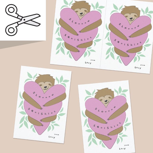 Cuttable Sloth Hugs Valentine's Day Card Pair (Creator Uploaded)
