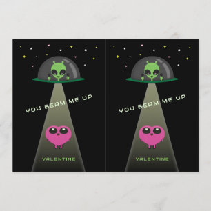 Cuttable UFO Kids Valentine Cards Black & Red