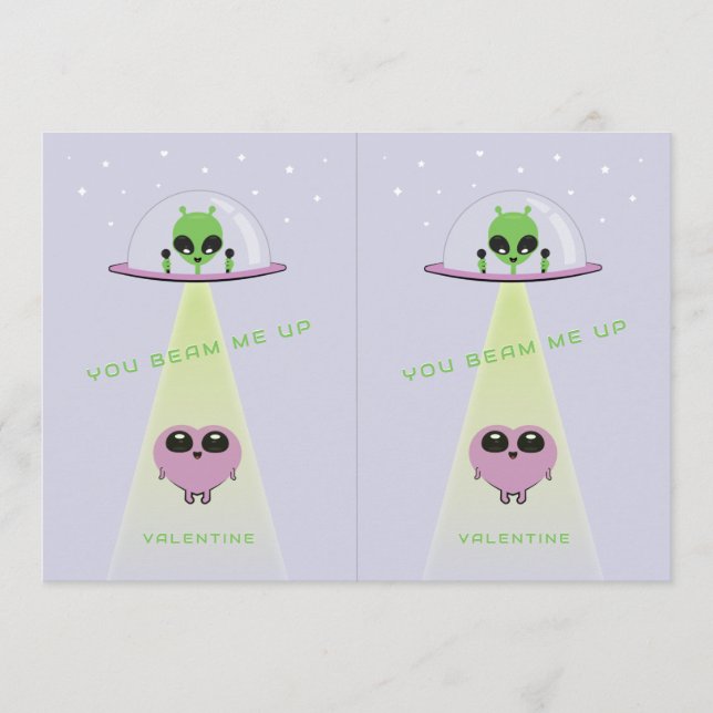 Cuttable UFO Kids Valentine Cards | Purple (Front)