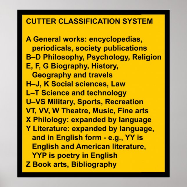 Cutter Expansive Classification System Poster (Front)