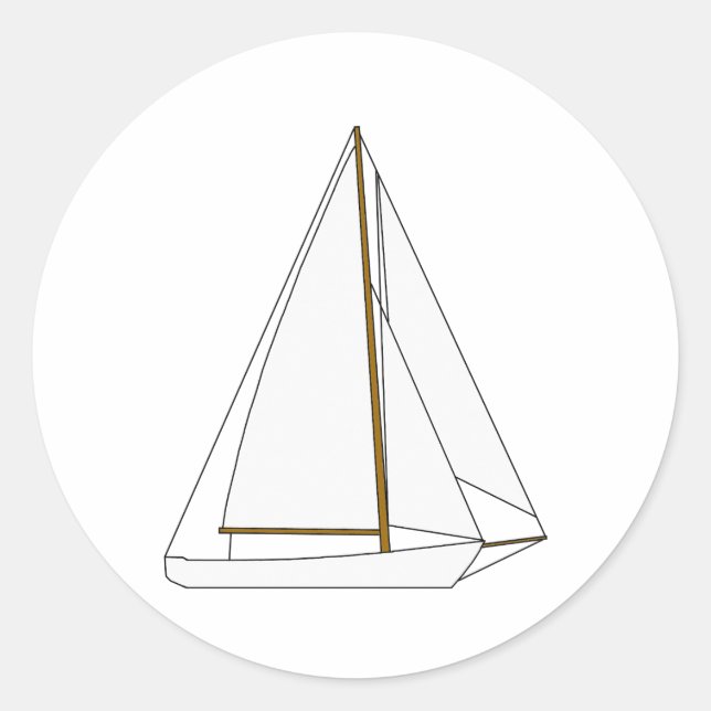 Cutter Sailboat Illustration Classic Round Sticker (Front)