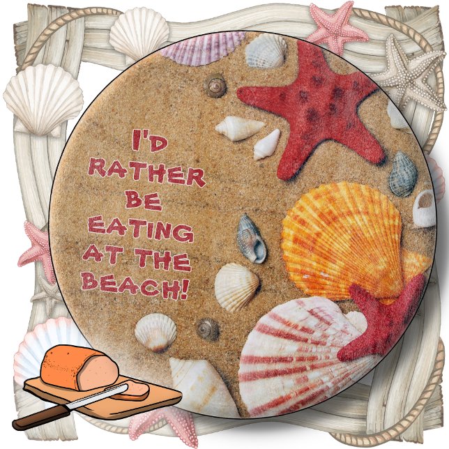 CUTTING BOARD 12"-Rather Be Eating At Beach -Brown (Creator Uploaded)
