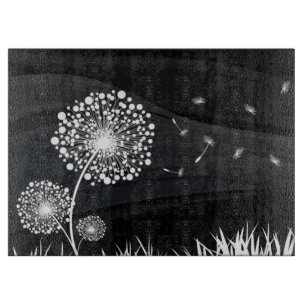 Cutting Board Black and White Dandelion