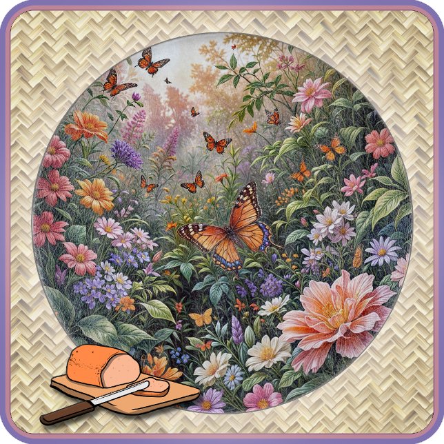 CUTTING BOARD - Butterflies in the Garden - Round (Creator Uploaded)