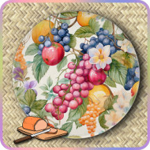 CUTTING BOARD - Covered in Colourful Fruit - Round
